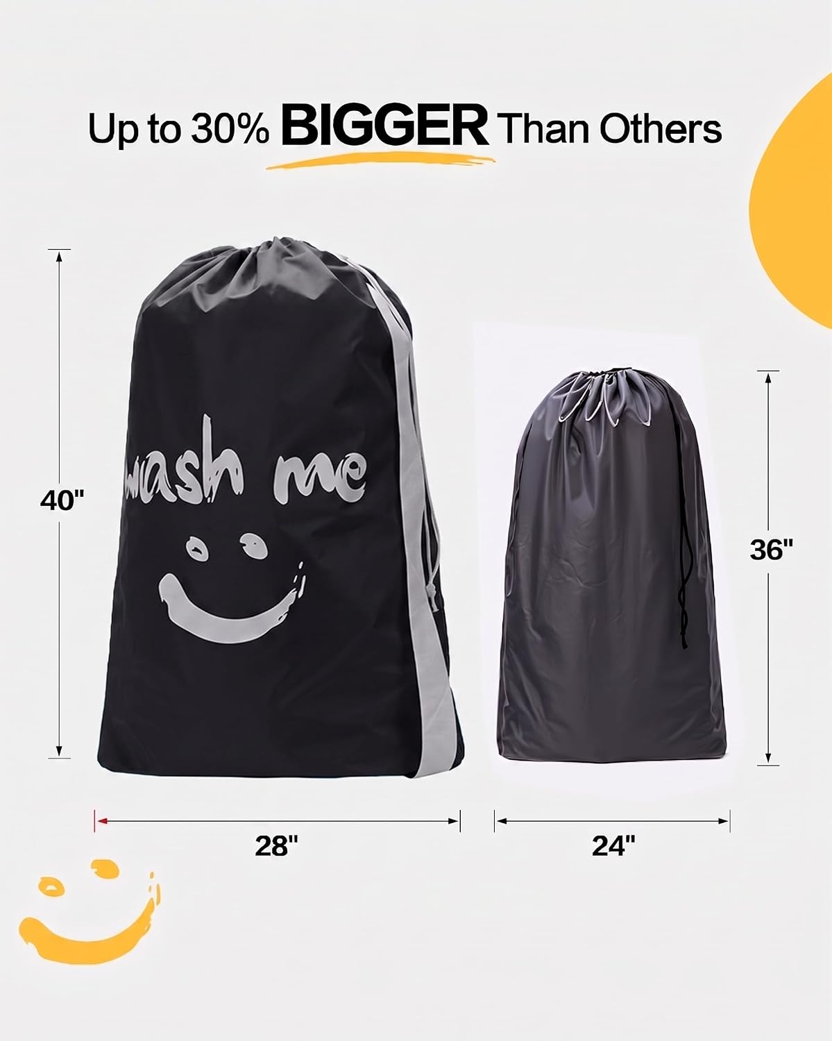 2 Pack XL Laundry Bags 28" x 40", Extra Large Dirty Clothes Organizer Holds 3-4 Loads, Machine Washable Drawstring Laundry Bag for Dorm, Camp, Laundromat, Family, Travel, Gray & Sky Blue