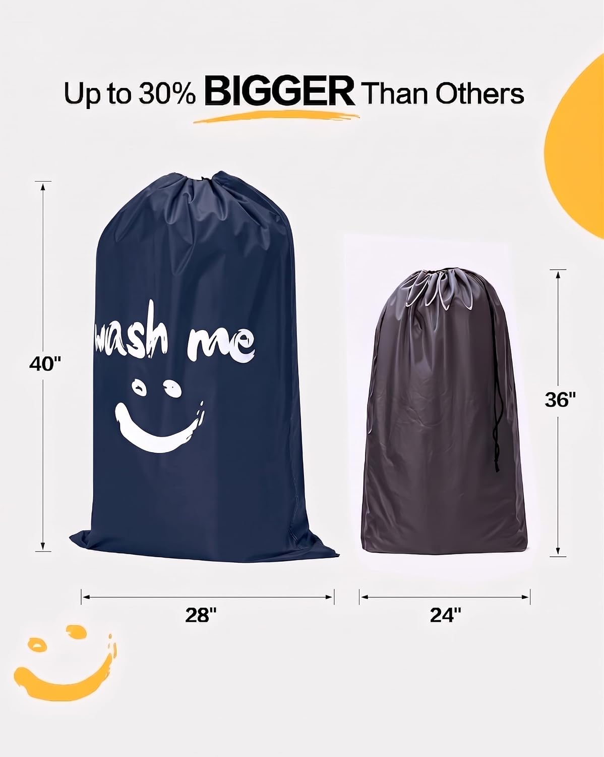 2 Pack XL Laundry Bags 28" x 40", Extra Large Dirty Clothes Organizer Holds 3-4 Loads, Machine Washable Drawstring Laundry Bag for Dorm, Camp, Laundromat, Family, Travel, Gray & Sky Blue
