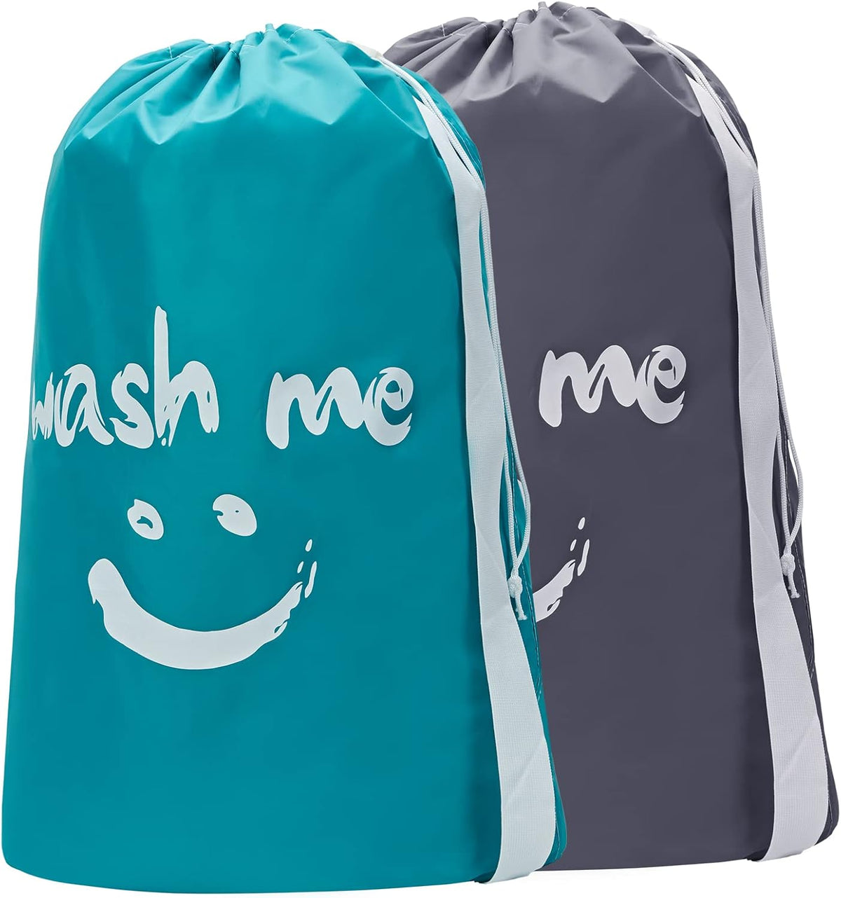 2 Pack XL Laundry Bags 28" x 40", Extra Large Dirty Clothes Organizer Holds 3-4 Loads, Machine Washable Drawstring Laundry Bag for Dorm, Camp, Laundromat, Family, Travel, Gray & Sky Blue