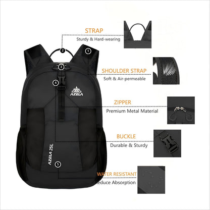 Lightweight Packable Backpack 25L Small Lightweight Backpack for Travel Hiking Daypack Foldable Daypack for Women Men Black