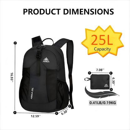 Lightweight Packable Backpack 25L Small Lightweight Backpack for Travel Hiking Daypack Foldable Daypack for Women Men Black