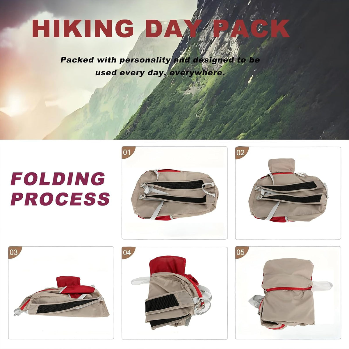 Lightweight Packable Backpack 25L Small Lightweight Backpack for Travel Hiking Daypack Foldable Daypack for Women Men Black