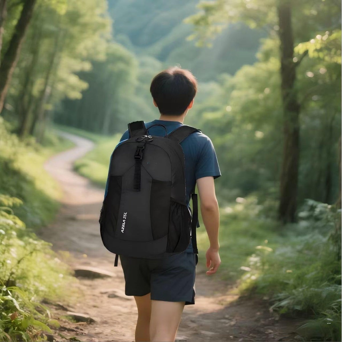 Lightweight Packable Backpack 25L Small Lightweight Backpack for Travel Hiking Daypack Foldable Daypack for Women Men Black