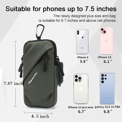 Phone Holder Arm Bands, Small Crossbody Shoulder Holsters Bag with Arm Band, Fits iPhone and All Cell Phones, Use for Running, Walking, Hiking & Biking (Plus Size,Blue)