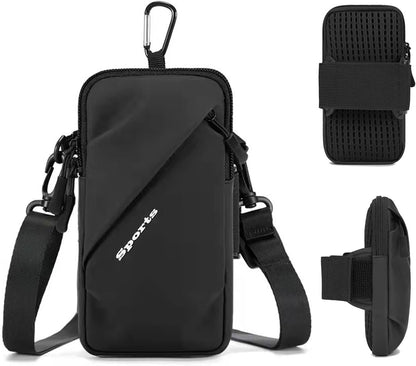 Phone Holder Arm Bands, Small Crossbody Shoulder Holsters Bag with Arm Band, Fits iPhone and All Cell Phones, Use for Running, Walking, Hiking & Biking (Plus Size,Blue)
