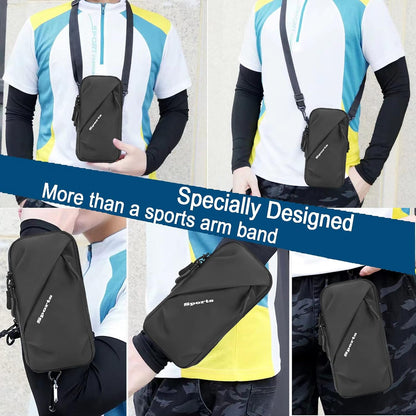 Phone Holder Arm Bands, Small Crossbody Shoulder Holsters Bag with Arm Band, Fits iPhone and All Cell Phones, Use for Running, Walking, Hiking & Biking (Plus Size,Blue)