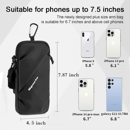 Phone Holder Arm Bands, Small Crossbody Shoulder Holsters Bag with Arm Band, Fits iPhone and All Cell Phones, Use for Running, Walking, Hiking & Biking (Plus Size,Blue)
