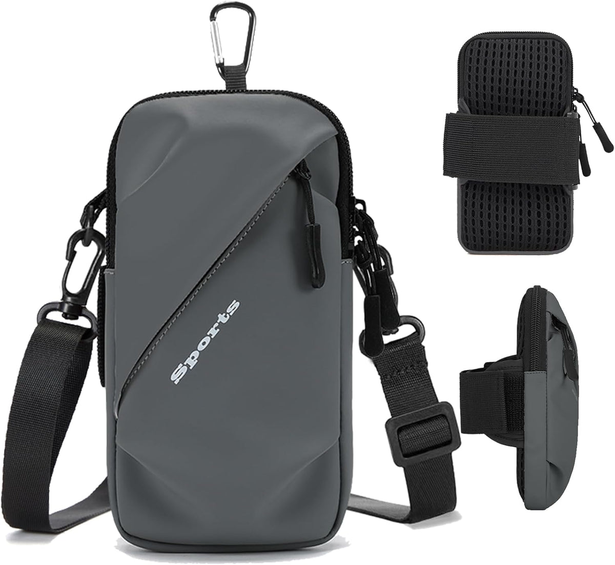 Phone Holder Arm Bands, Small Crossbody Shoulder Holsters Bag with Arm Band, Fits iPhone and All Cell Phones, Use for Running, Walking, Hiking & Biking (Plus Size,Blue)