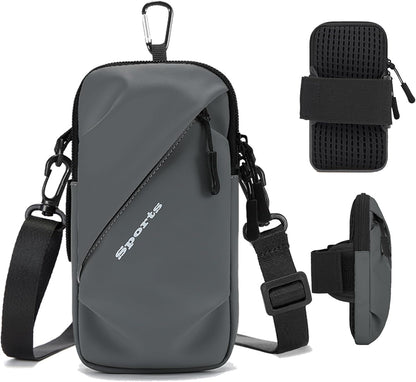 Phone Holder Arm Bands, Small Crossbody Shoulder Holsters Bag with Arm Band, Fits iPhone and All Cell Phones, Use for Running, Walking, Hiking & Biking (Plus Size,Blue)