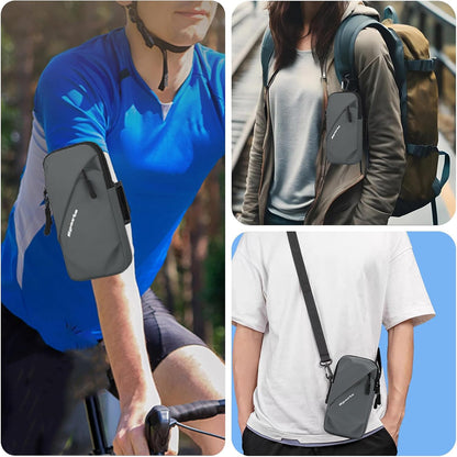 Phone Holder Arm Bands, Small Crossbody Shoulder Holsters Bag with Arm Band, Fits iPhone and All Cell Phones, Use for Running, Walking, Hiking & Biking (Plus Size,Blue)