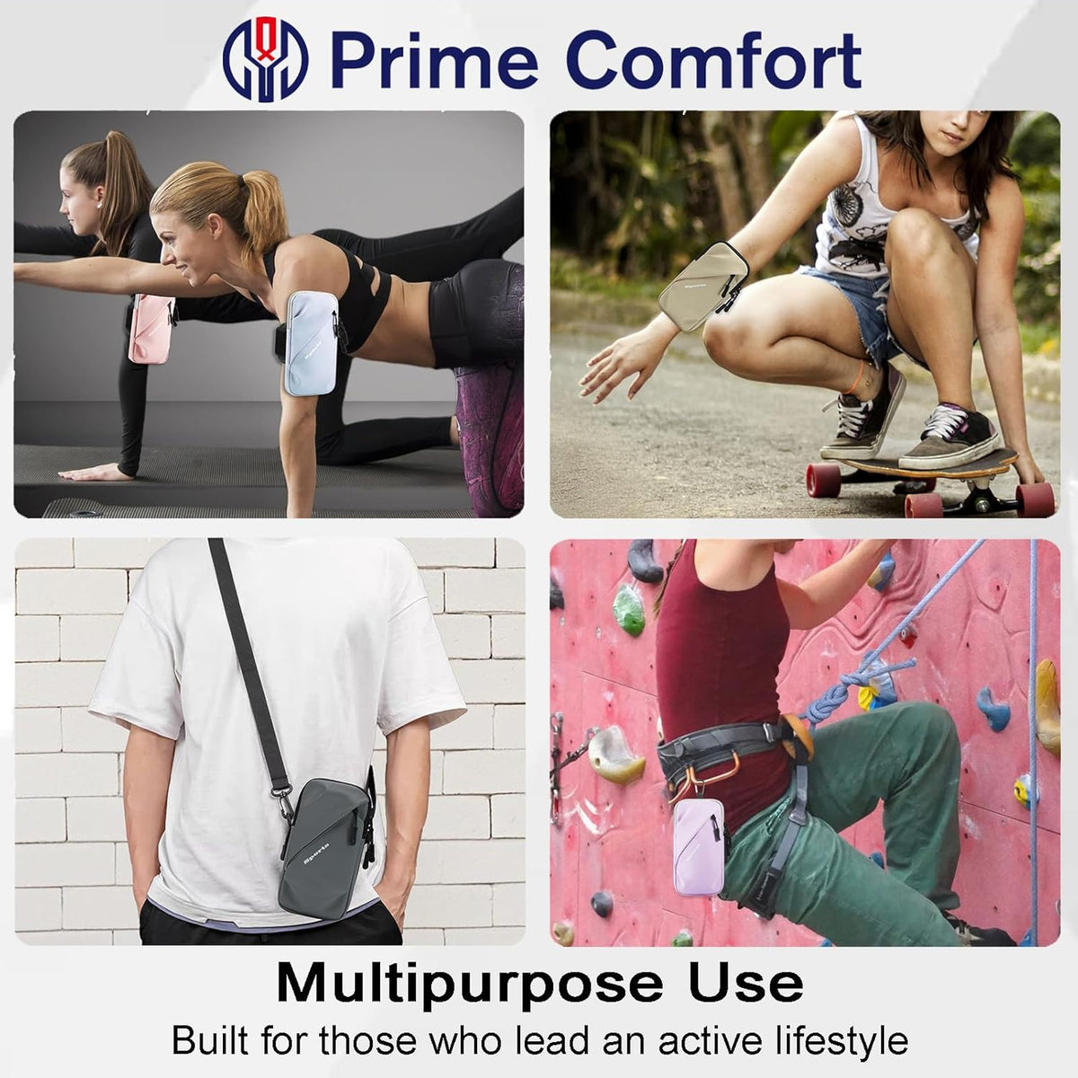 Phone Holder Arm Bands, Small Crossbody Shoulder Holsters Bag with Arm Band, Fits iPhone and All Cell Phones, Use for Running, Walking, Hiking & Biking (Plus Size,Blue)