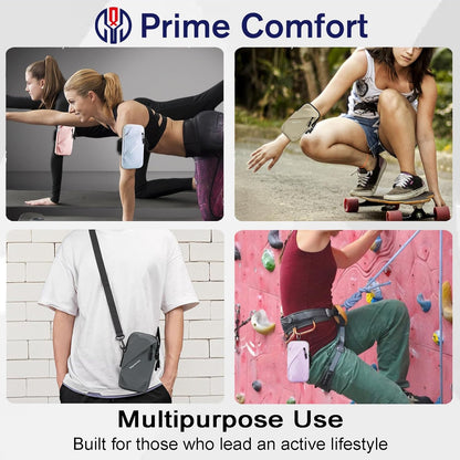 Phone Holder Arm Bands, Small Crossbody Shoulder Holsters Bag with Arm Band, Fits iPhone and All Cell Phones, Use for Running, Walking, Hiking & Biking (Plus Size,Blue)