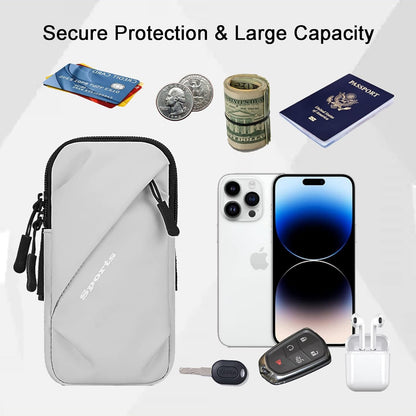 Phone Holder Arm Bands, Small Crossbody Shoulder Holsters Bag with Arm Band, Fits iPhone and All Cell Phones, Use for Running, Walking, Hiking & Biking (Plus Size,Blue)