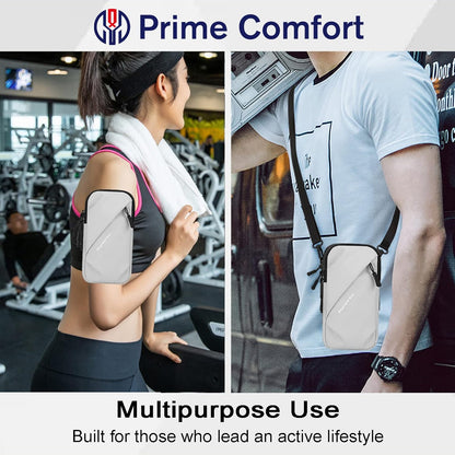Phone Holder Arm Bands, Small Crossbody Shoulder Holsters Bag with Arm Band, Fits iPhone and All Cell Phones, Use for Running, Walking, Hiking & Biking (Plus Size,Blue)