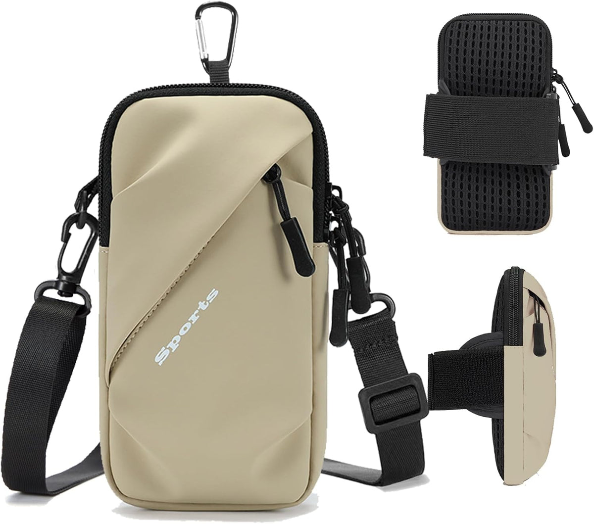 Phone Holder Arm Bands, Small Crossbody Shoulder Holsters Bag with Arm Band, Fits iPhone and All Cell Phones, Use for Running, Walking, Hiking & Biking (Plus Size,Blue)