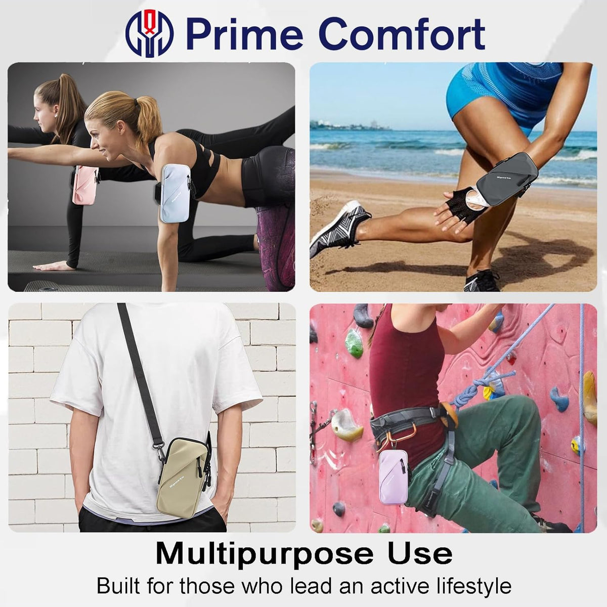 Phone Holder Arm Bands, Small Crossbody Shoulder Holsters Bag with Arm Band, Fits iPhone and All Cell Phones, Use for Running, Walking, Hiking & Biking (Plus Size,Blue)