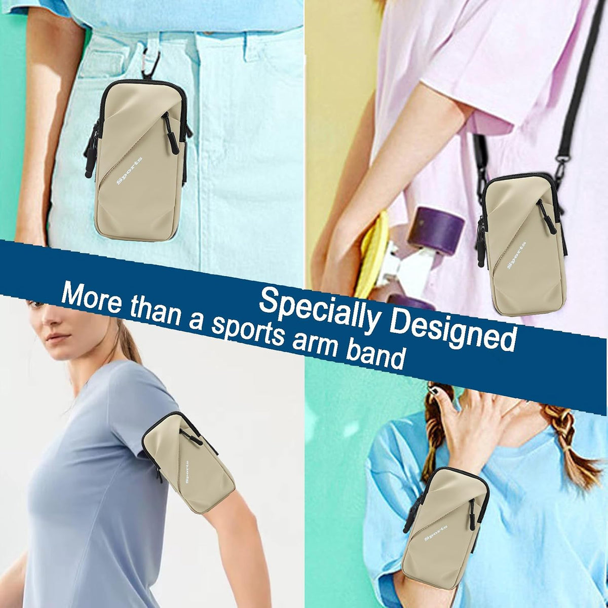 Phone Holder Arm Bands, Small Crossbody Shoulder Holsters Bag with Arm Band, Fits iPhone and All Cell Phones, Use for Running, Walking, Hiking & Biking (Plus Size,Blue)