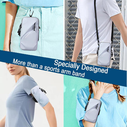Phone Holder Arm Bands, Small Crossbody Shoulder Holsters Bag with Arm Band, Fits iPhone and All Cell Phones, Use for Running, Walking, Hiking & Biking (Plus Size,Blue)