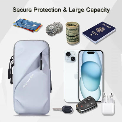 Phone Holder Arm Bands, Small Crossbody Shoulder Holsters Bag with Arm Band, Fits iPhone and All Cell Phones, Use for Running, Walking, Hiking & Biking (Plus Size,Blue)