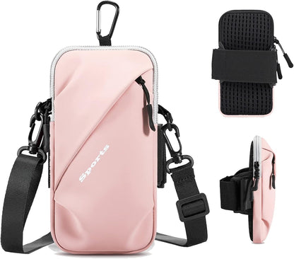 Phone Holder Arm Bands, Small Crossbody Shoulder Holsters Bag with Arm Band, Fits iPhone and All Cell Phones, Use for Running, Walking, Hiking & Biking (Plus Size,Blue)