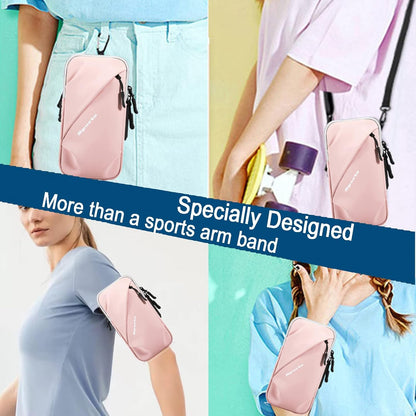 Phone Holder Arm Bands, Small Crossbody Shoulder Holsters Bag with Arm Band, Fits iPhone and All Cell Phones, Use for Running, Walking, Hiking & Biking (Plus Size,Blue)