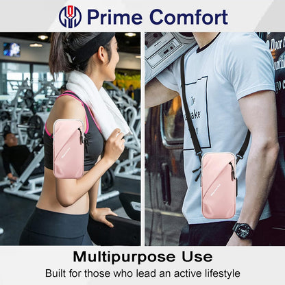 Phone Holder Arm Bands, Small Crossbody Shoulder Holsters Bag with Arm Band, Fits iPhone and All Cell Phones, Use for Running, Walking, Hiking & Biking (Plus Size,Blue)