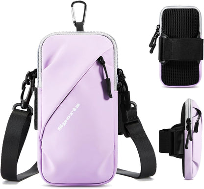 Phone Holder Arm Bands, Small Crossbody Shoulder Holsters Bag with Arm Band, Fits iPhone and All Cell Phones, Use for Running, Walking, Hiking & Biking (Plus Size,Blue)