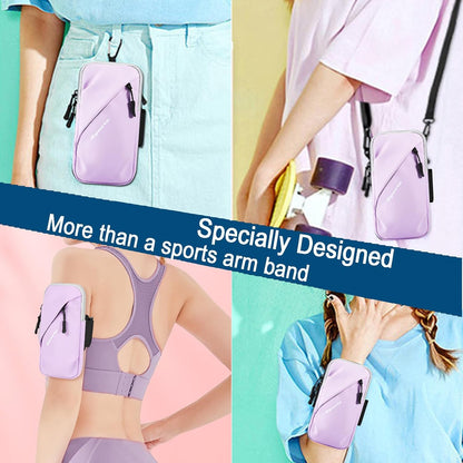 Phone Holder Arm Bands, Small Crossbody Shoulder Holsters Bag with Arm Band, Fits iPhone and All Cell Phones, Use for Running, Walking, Hiking & Biking (Plus Size,Blue)
