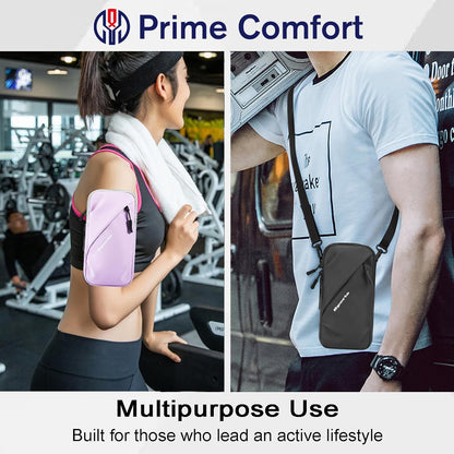 Phone Holder Arm Bands, Small Crossbody Shoulder Holsters Bag with Arm Band, Fits iPhone and All Cell Phones, Use for Running, Walking, Hiking & Biking (Plus Size,Blue)