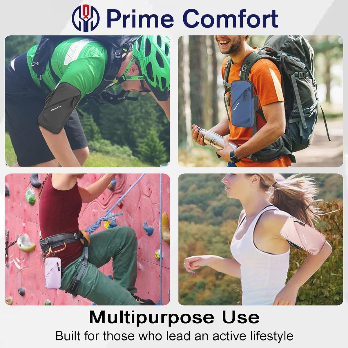 Phone Holder Arm Bands, Small Crossbody Shoulder Holsters Bag with Arm Band, Fits iPhone and All Cell Phones, Use for Running, Walking, Hiking & Biking (Plus Size,Blue)