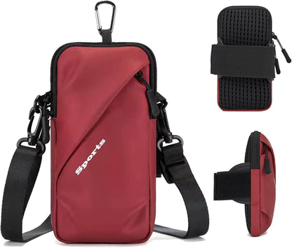 Phone Holder Arm Bands, Small Crossbody Shoulder Holsters Bag with Arm Band, Fits iPhone and All Cell Phones, Use for Running, Walking, Hiking & Biking (Plus Size,Blue)