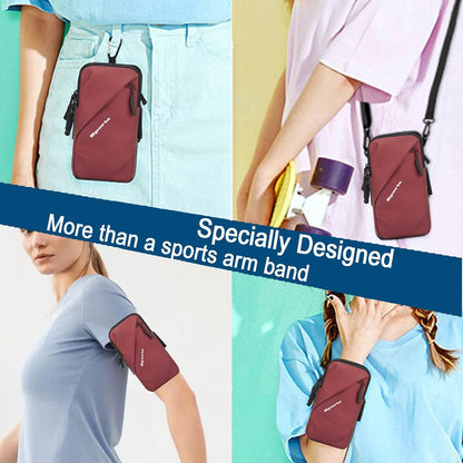 Phone Holder Arm Bands, Small Crossbody Shoulder Holsters Bag with Arm Band, Fits iPhone and All Cell Phones, Use for Running, Walking, Hiking & Biking (Plus Size,Blue)