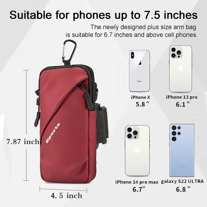 Phone Holder Arm Bands, Small Crossbody Shoulder Holsters Bag with Arm Band, Fits iPhone and All Cell Phones, Use for Running, Walking, Hiking & Biking (Plus Size,Blue)