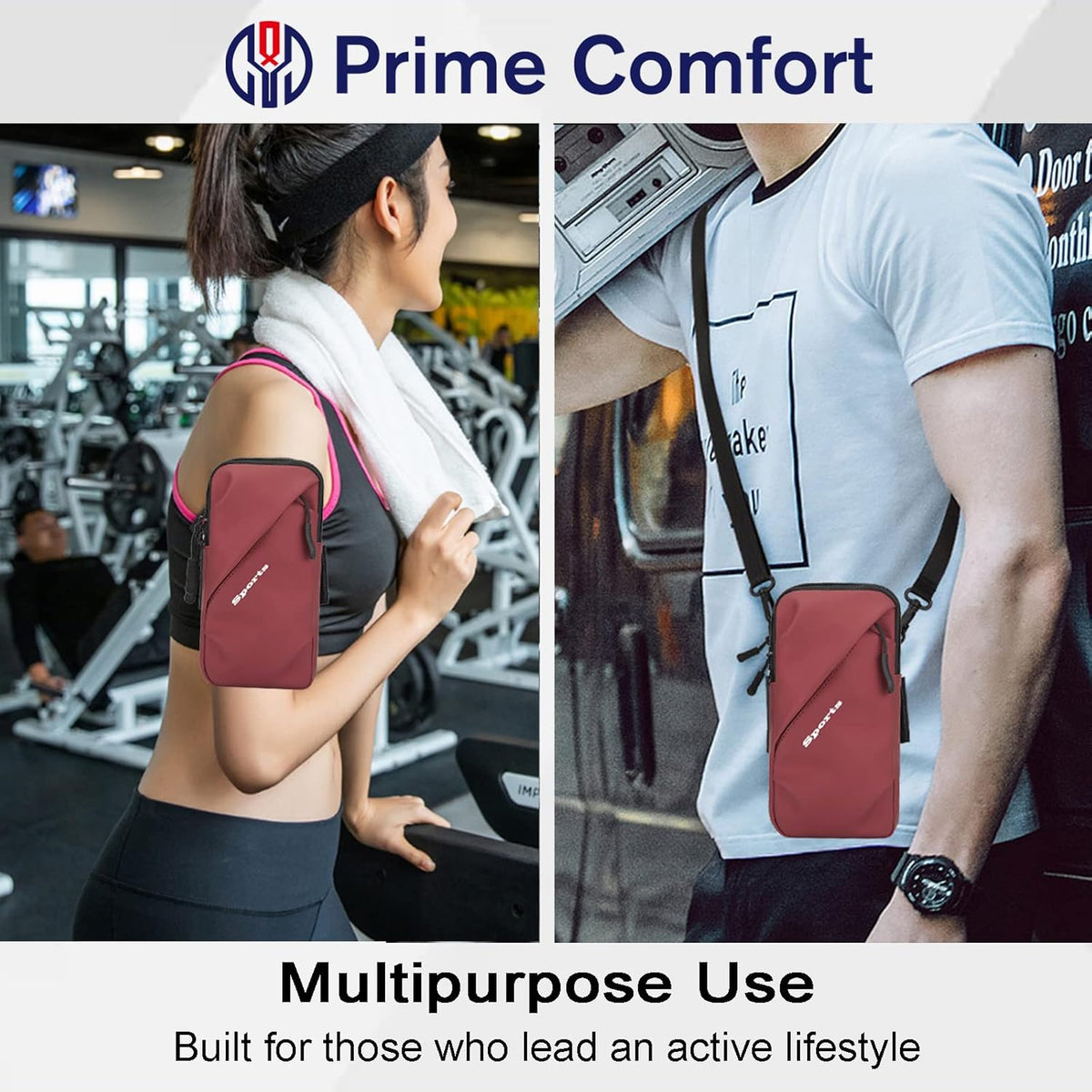 Phone Holder Arm Bands, Small Crossbody Shoulder Holsters Bag with Arm Band, Fits iPhone and All Cell Phones, Use for Running, Walking, Hiking & Biking (Plus Size,Blue)