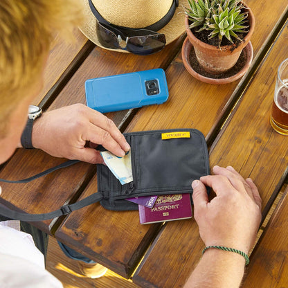 RFID Blocking Travel Neck Wallet for Women & Men – Security Neck Pouch Passport Holder with Adjustable Strap & Water-Resistant Nylon Lining (Green)
