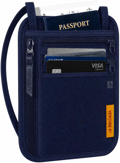 RFID Blocking Travel Neck Wallet for Women & Men – Security Neck Pouch Passport Holder with Adjustable Strap & Water-Resistant Nylon Lining (Green)