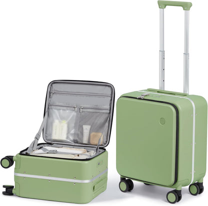 17x14x9 Carry On Luggage Underseat PC Hard Shell Suitcase Top Opening Aluminum Frame Travel Suitcases with Wheels, Smoke White