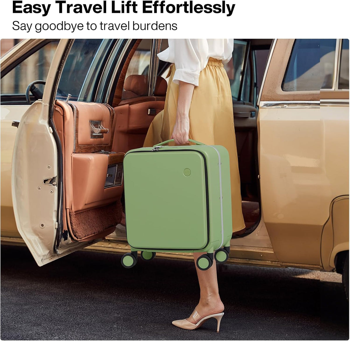 17x14x9 Carry On Luggage Underseat PC Hard Shell Suitcase Top Opening Aluminum Frame Travel Suitcases with Wheels, Smoke White
