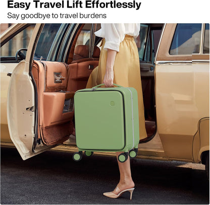 17x14x9 Carry On Luggage Underseat PC Hard Shell Suitcase Top Opening Aluminum Frame Travel Suitcases with Wheels, Smoke White