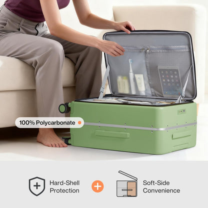 17x14x9 Carry On Luggage Underseat PC Hard Shell Suitcase Top Opening Aluminum Frame Travel Suitcases with Wheels, Smoke White