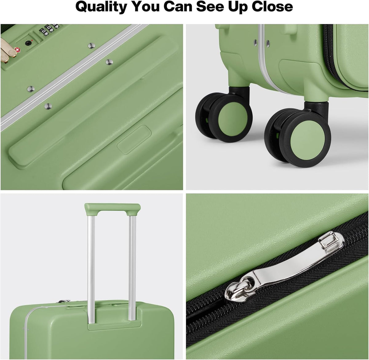 17x14x9 Carry On Luggage Underseat PC Hard Shell Suitcase Top Opening Aluminum Frame Travel Suitcases with Wheels, Smoke White