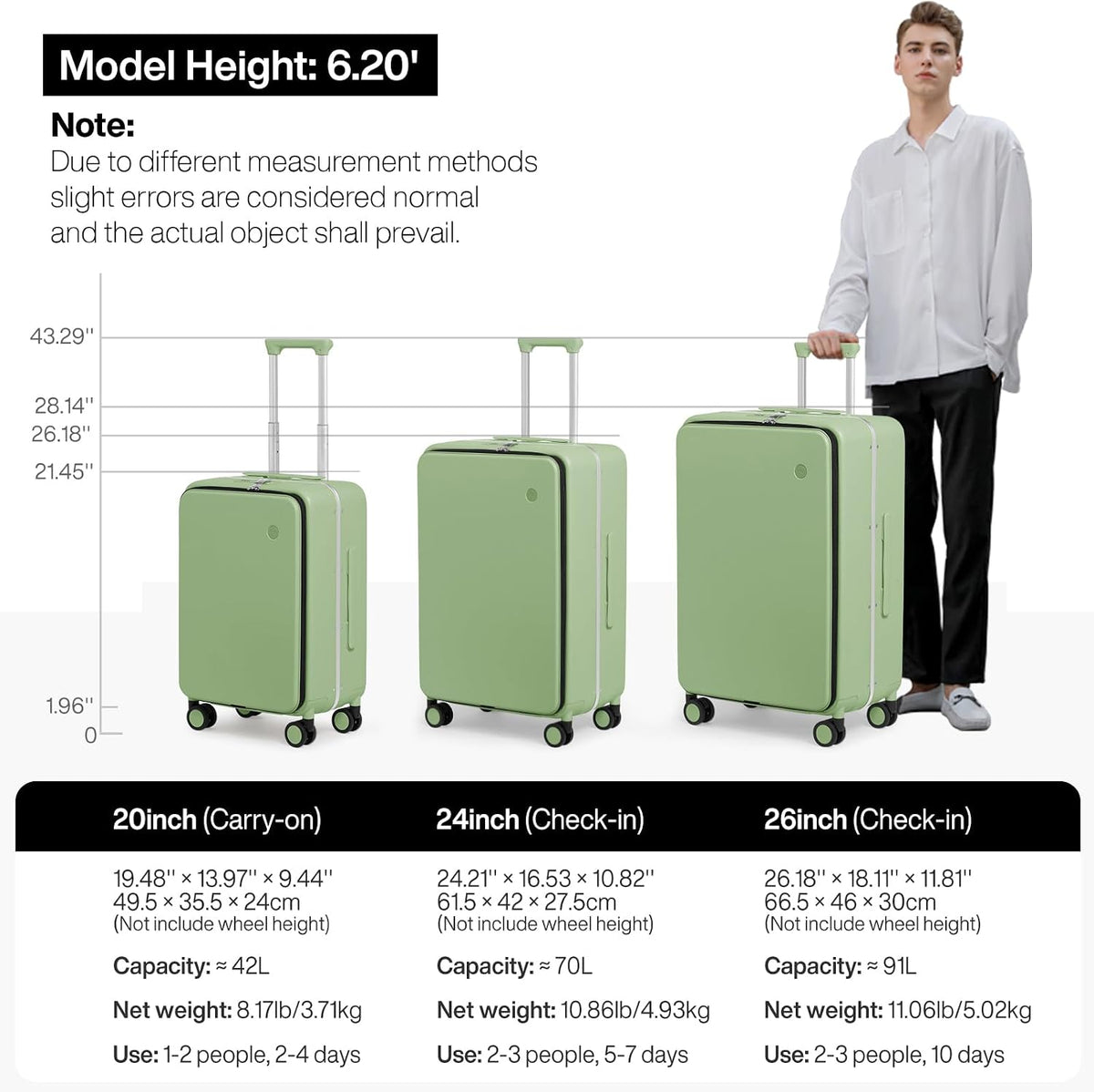 17x14x9 Carry On Luggage Underseat PC Hard Shell Suitcase Top Opening Aluminum Frame Travel Suitcases with Wheels, Smoke White