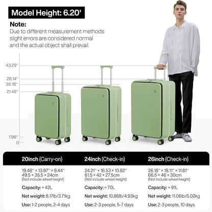 17x14x9 Carry On Luggage Underseat PC Hard Shell Suitcase Top Opening Aluminum Frame Travel Suitcases with Wheels, Smoke White