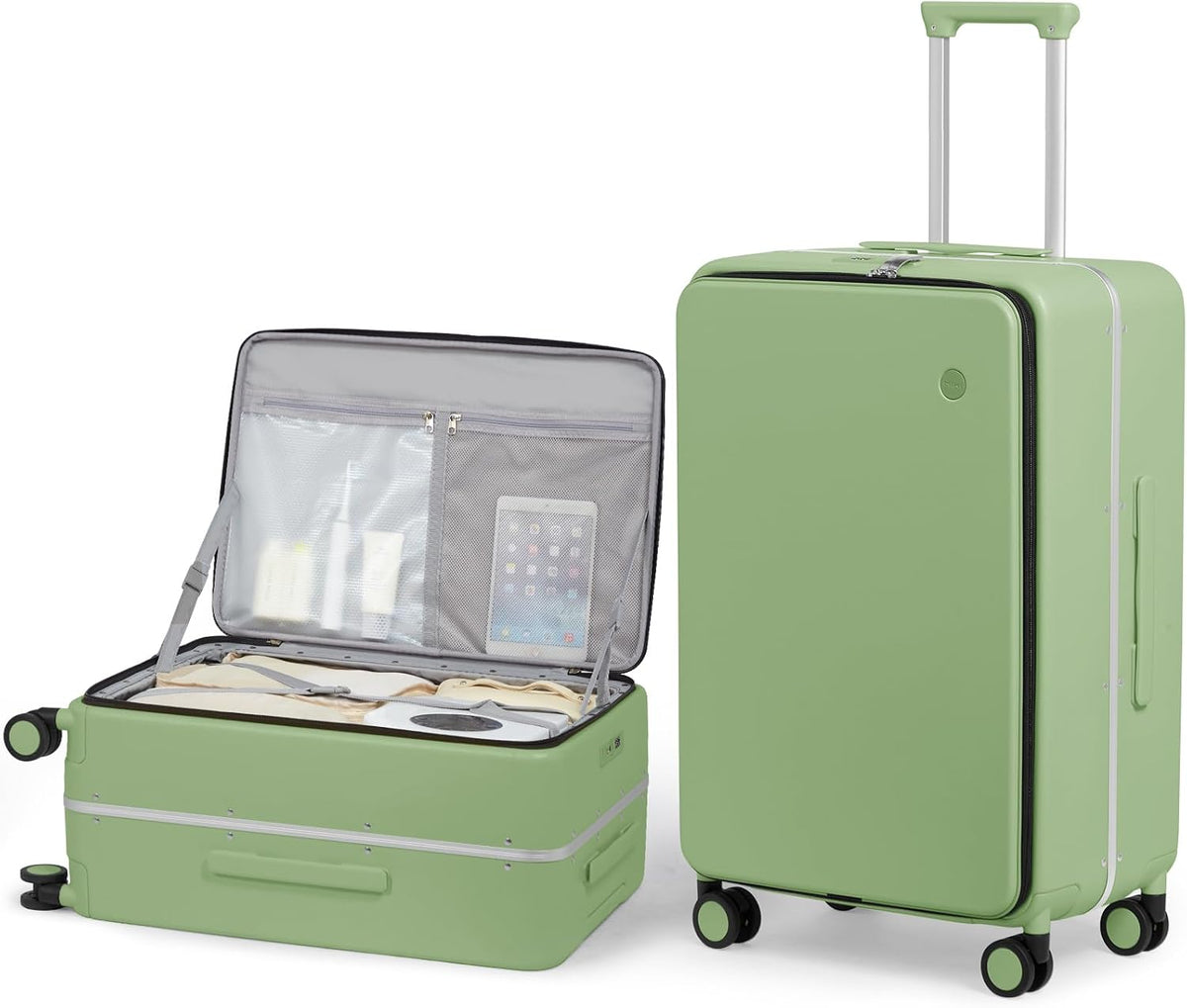 17x14x9 Carry On Luggage Underseat PC Hard Shell Suitcase Top Opening Aluminum Frame Travel Suitcases with Wheels, Smoke White