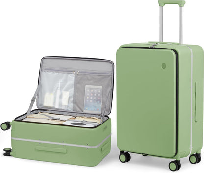 17x14x9 Carry On Luggage Underseat PC Hard Shell Suitcase Top Opening Aluminum Frame Travel Suitcases with Wheels, Smoke White