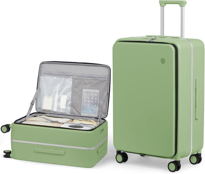 17x14x9 Carry On Luggage Underseat PC Hard Shell Suitcase Top Opening Aluminum Frame Travel Suitcases with Wheels, Smoke White