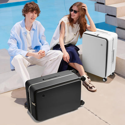 17x14x9 Carry On Luggage Underseat PC Hard Shell Suitcase Top Opening Aluminum Frame Travel Suitcases with Wheels, Smoke White