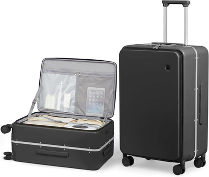 17x14x9 Carry On Luggage Underseat PC Hard Shell Suitcase Top Opening Aluminum Frame Travel Suitcases with Wheels, Smoke White