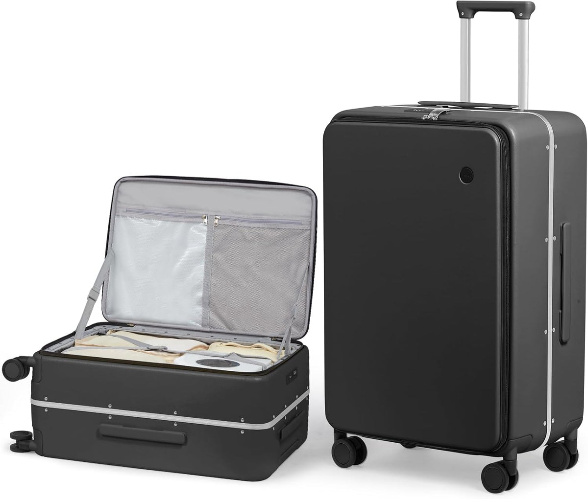 17x14x9 Carry On Luggage Underseat PC Hard Shell Suitcase Top Opening Aluminum Frame Travel Suitcases with Wheels, Smoke White