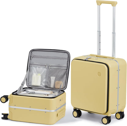 17x14x9 Carry On Luggage Underseat PC Hard Shell Suitcase Top Opening Aluminum Frame Travel Suitcases with Wheels, Smoke White